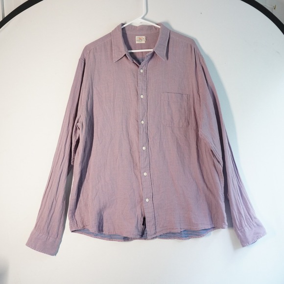 Faherty XXL Button Up Shirt Long Sleeve Pink Blue Check Organic Cotton Flannel - Picture 1 of 8